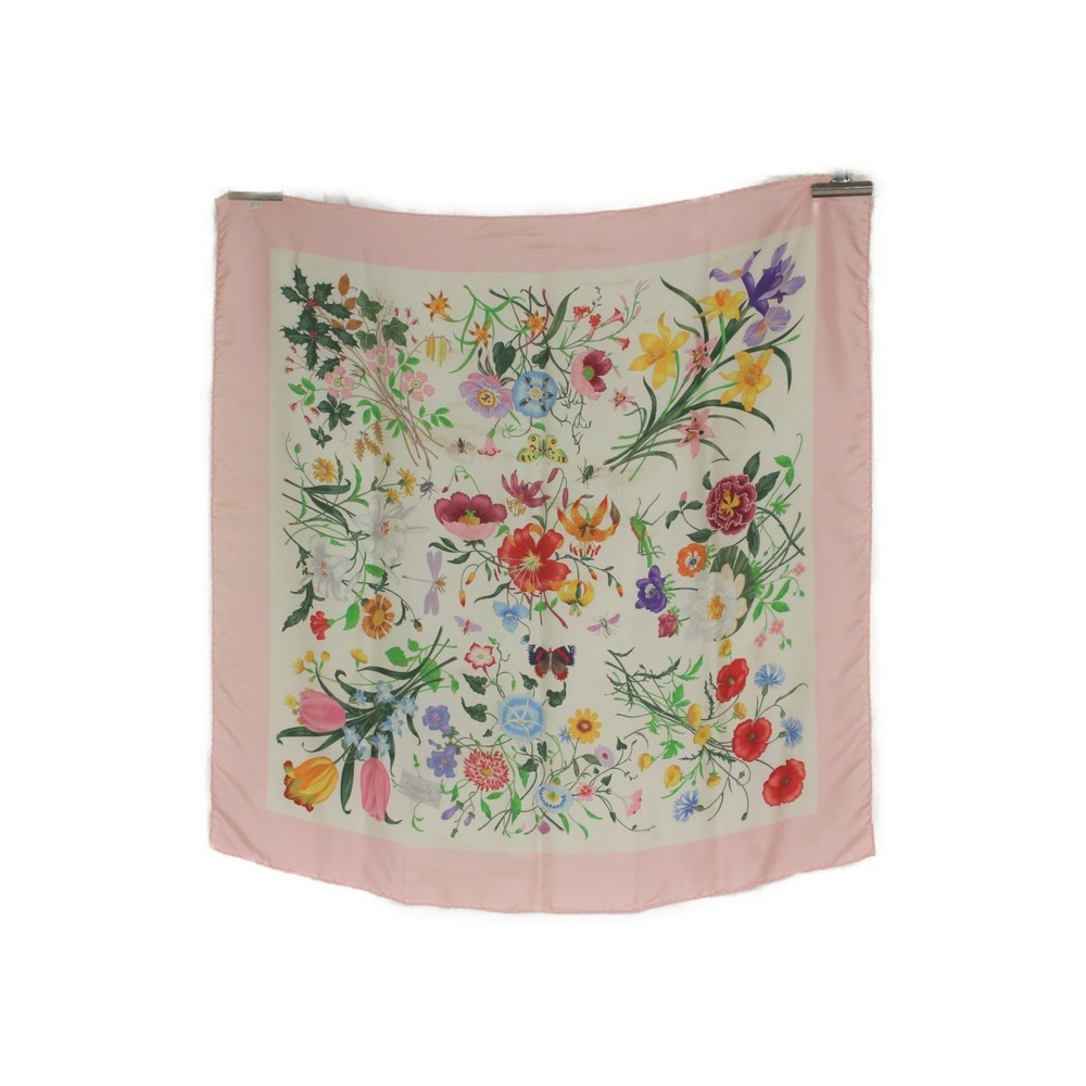 Gucci Flora Scarf Silk Pink Green Yellow - Picture 2 of 8